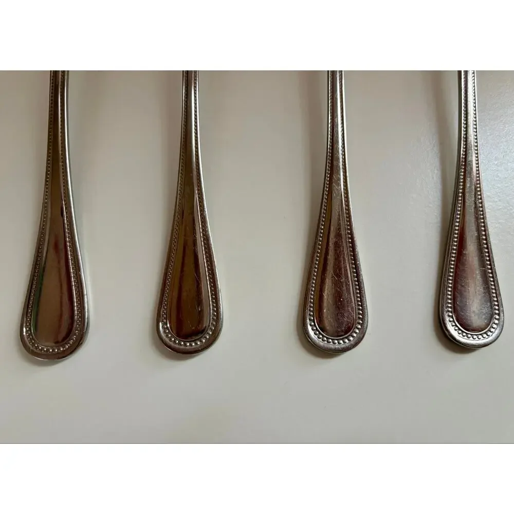 Towle TWS521 Dinner Spoons Set of 4 18/10 Stainless Beaded 7.25” China